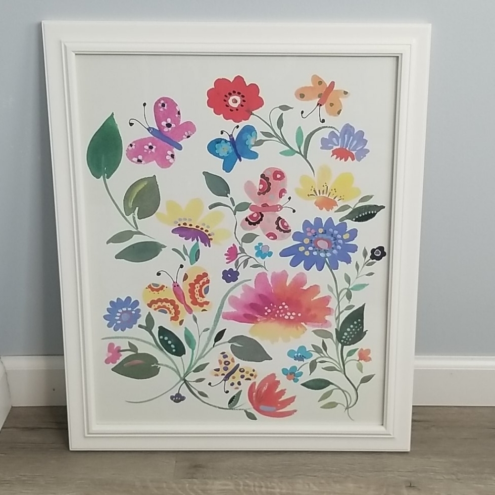 Framed Butterfly Garden Friends Art Print